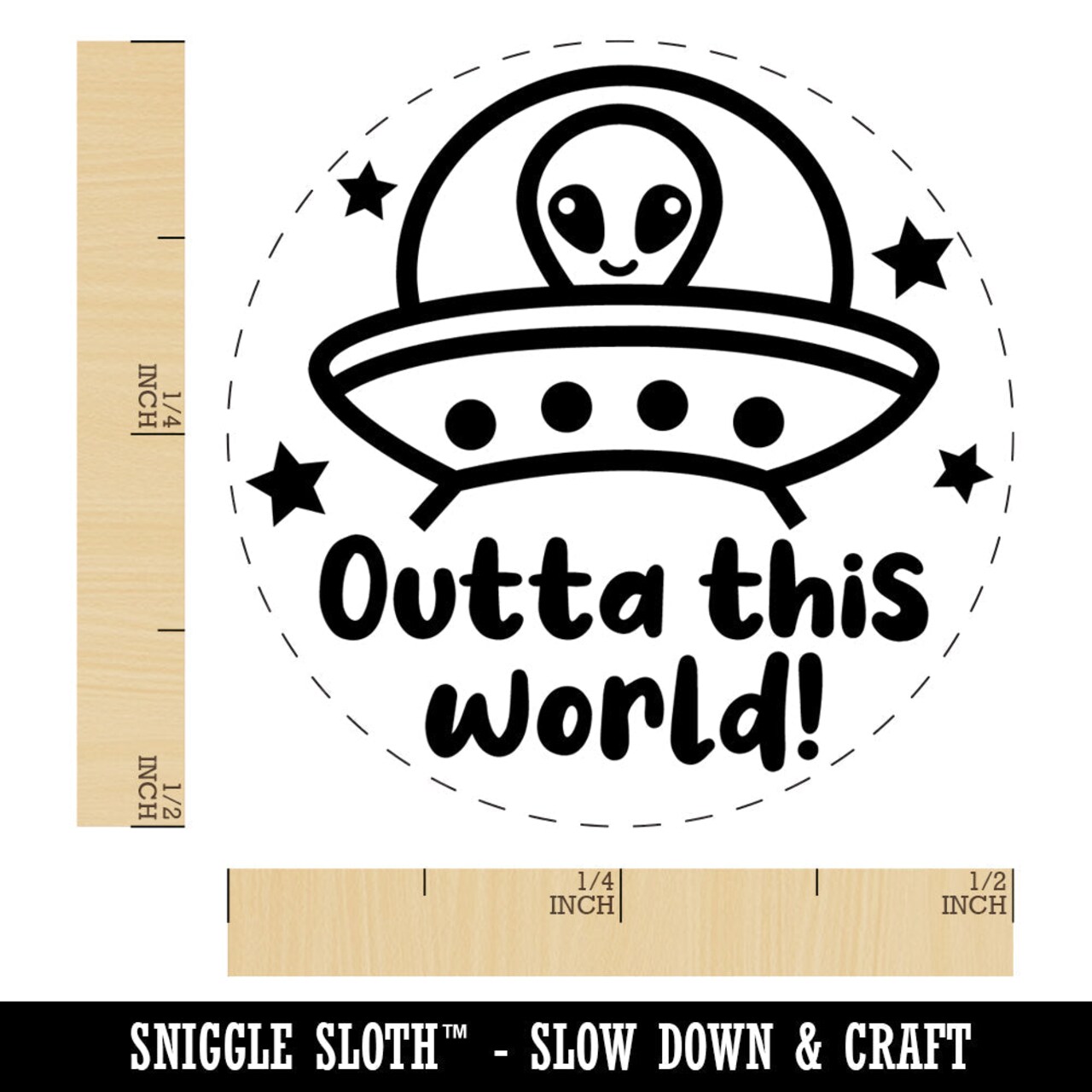 Outta Out of This World Alien Spaceship Rubber Stamp for Stamping Crafting Planners